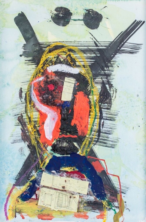 Darth Maul by Leroy Miranda Jr. | Mixed media assemblage using oil and acrylic paint and found objects on archival paper. Framed with Darth Maul